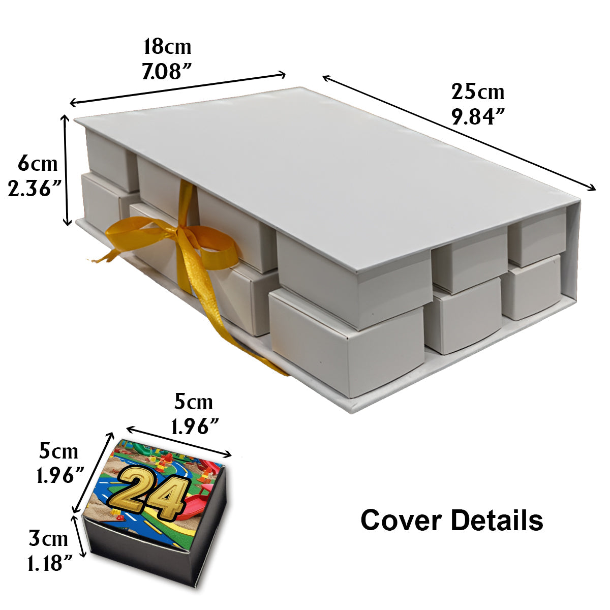 Version construction - Calendrier de l'Avent pliable et personnalisé pour enfant avec décorations