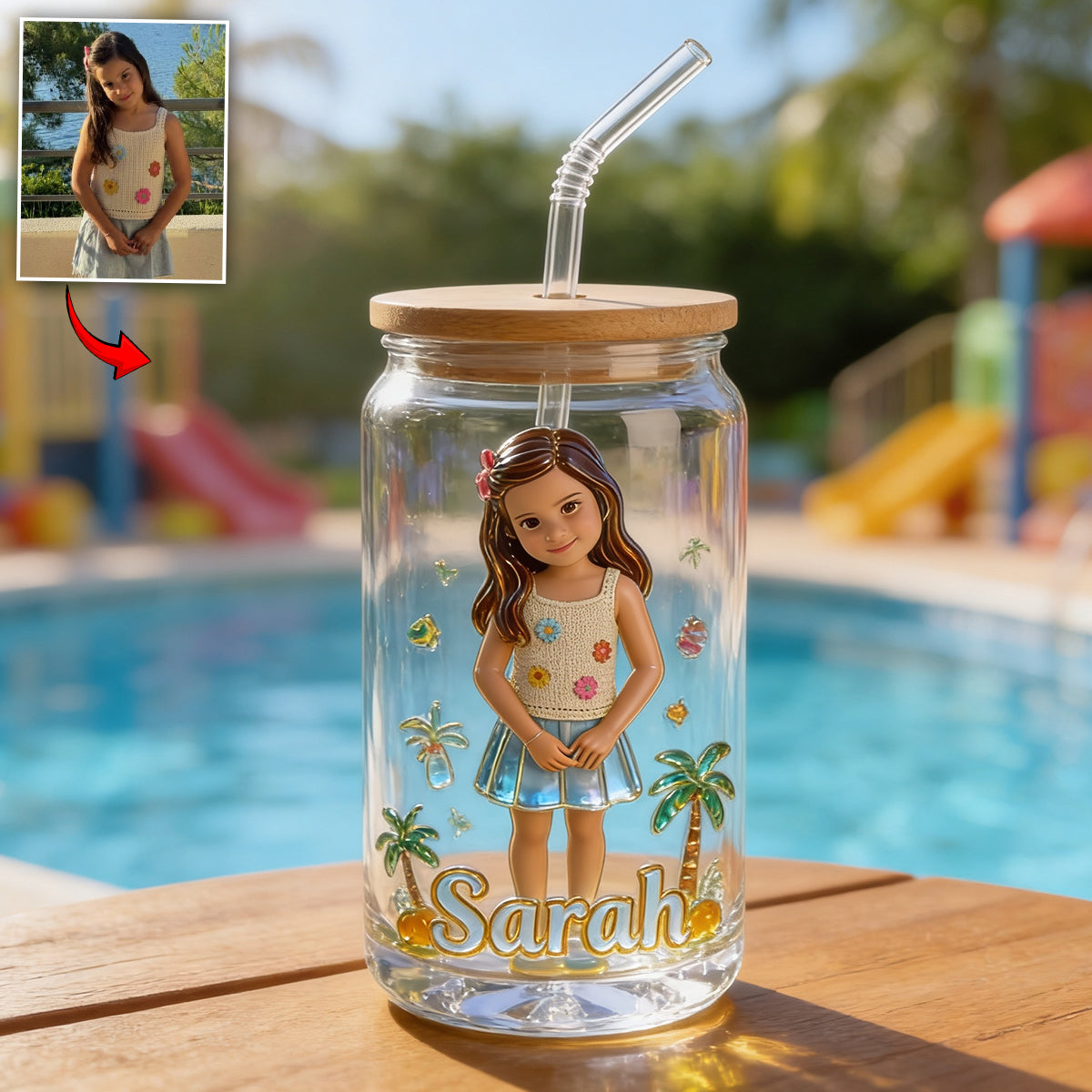 Bonjour Été - Verre Can Personnalisé pour Enfants