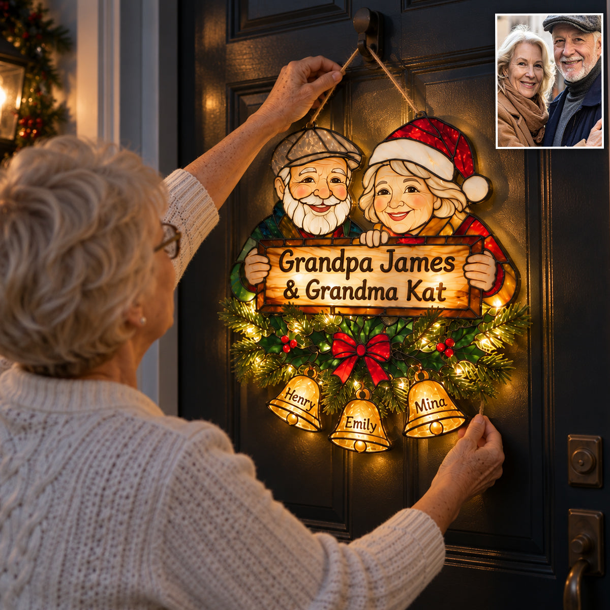 Bienvenue chez vous - Panneau en acrylique LED personnalisé pour Mamie