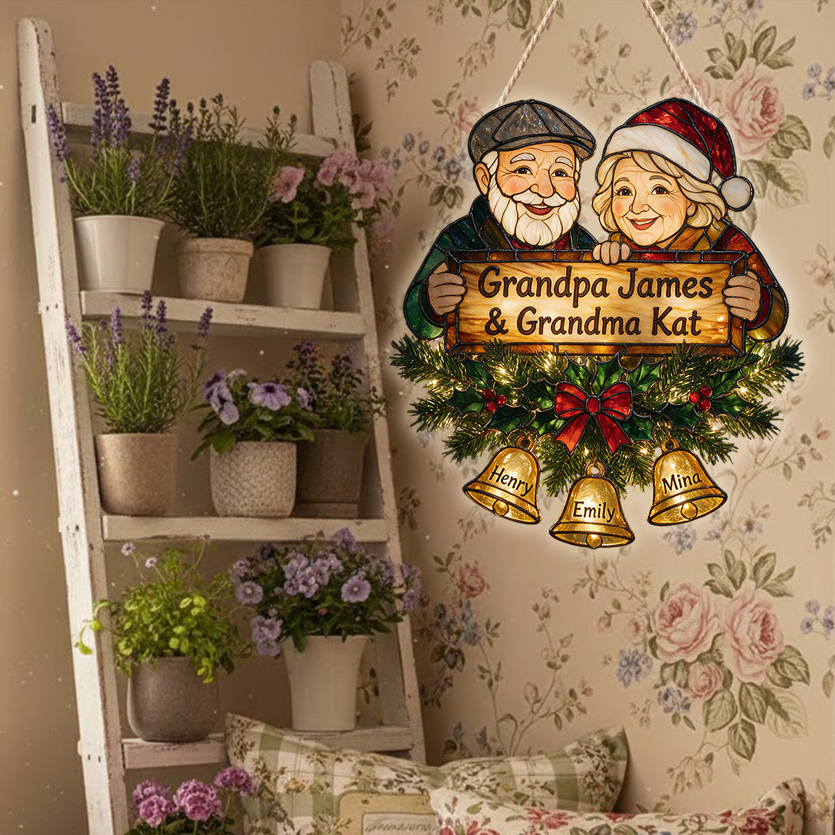 Bienvenue chez vous - Panneau en acrylique LED personnalisé pour Mamie