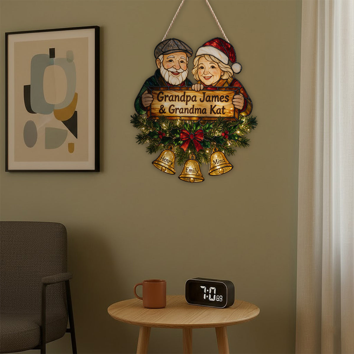 Bienvenue chez vous - Panneau en acrylique LED personnalisé pour Mamie
