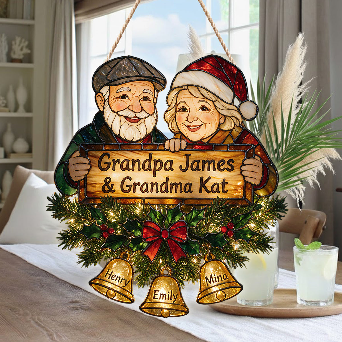 Bienvenue chez vous - Panneau en acrylique LED personnalisé pour Mamie