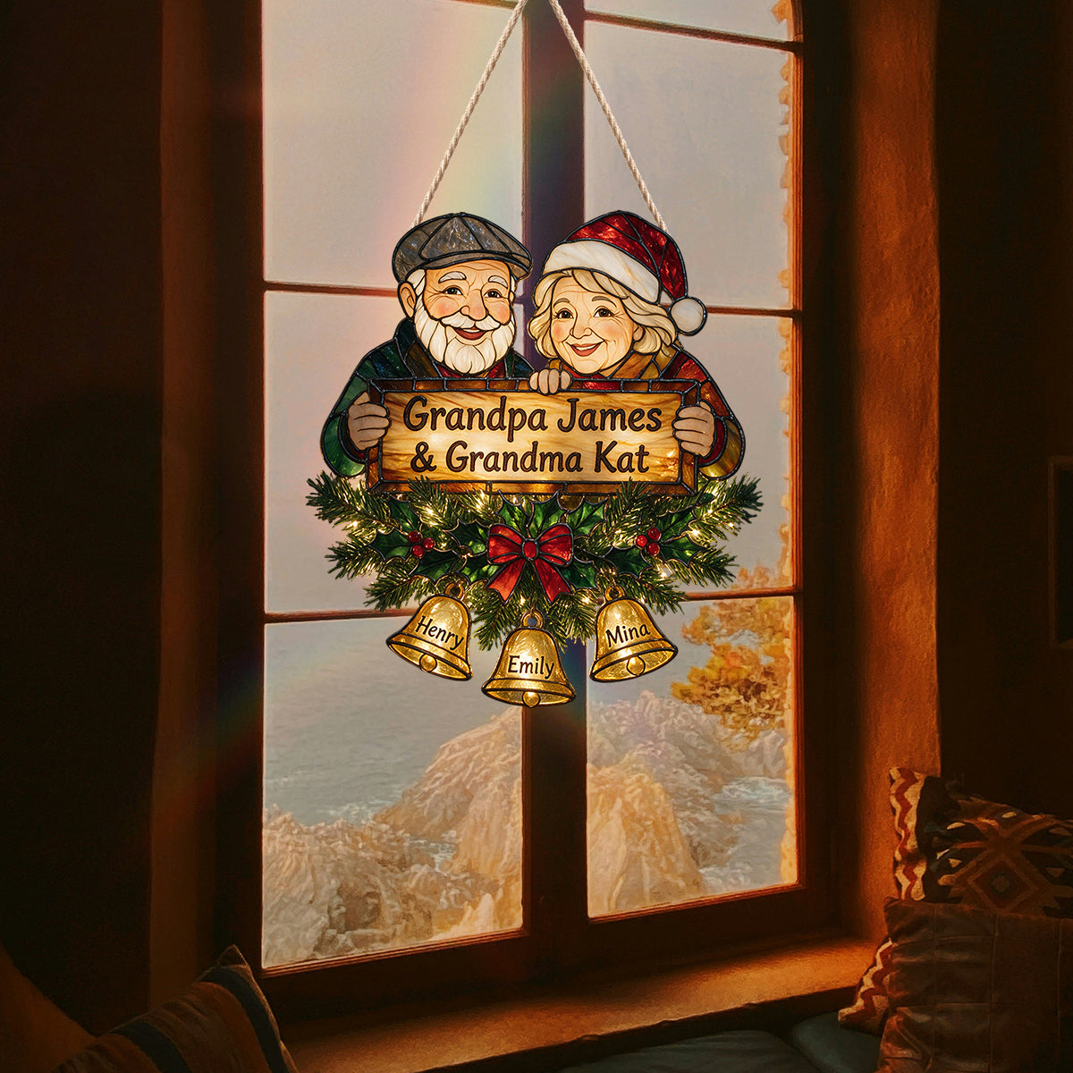 Bienvenue chez vous - Panneau en acrylique LED personnalisé pour Mamie
