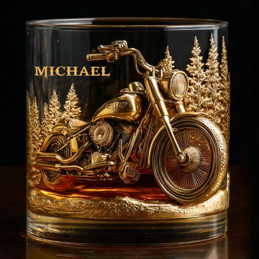 Never Underestimate An Old Man With His Motorcycle - Personalized Biker Whiskey Glass