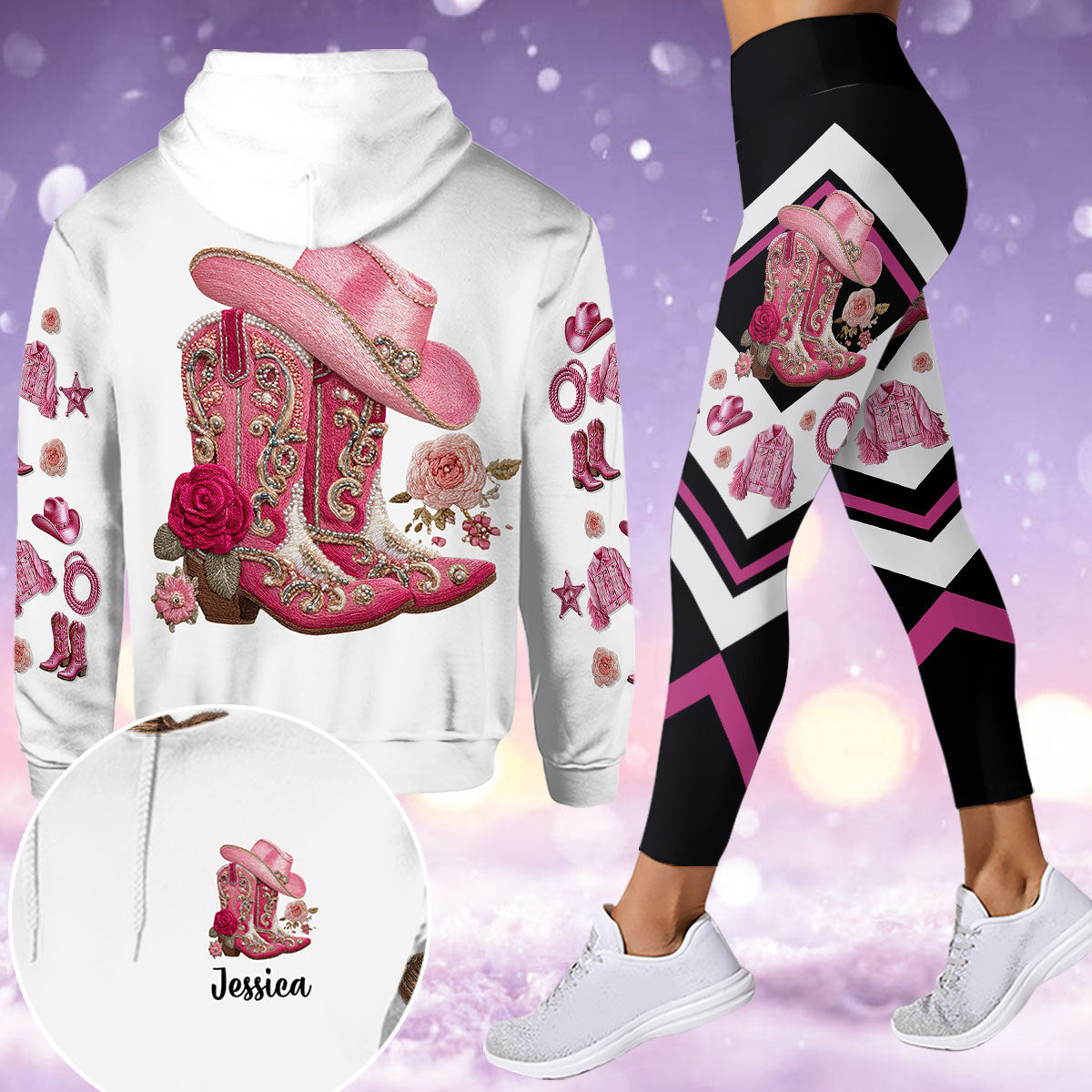 Cowgirl Boots - Personalized Cowgirl Hoodie and Leggings