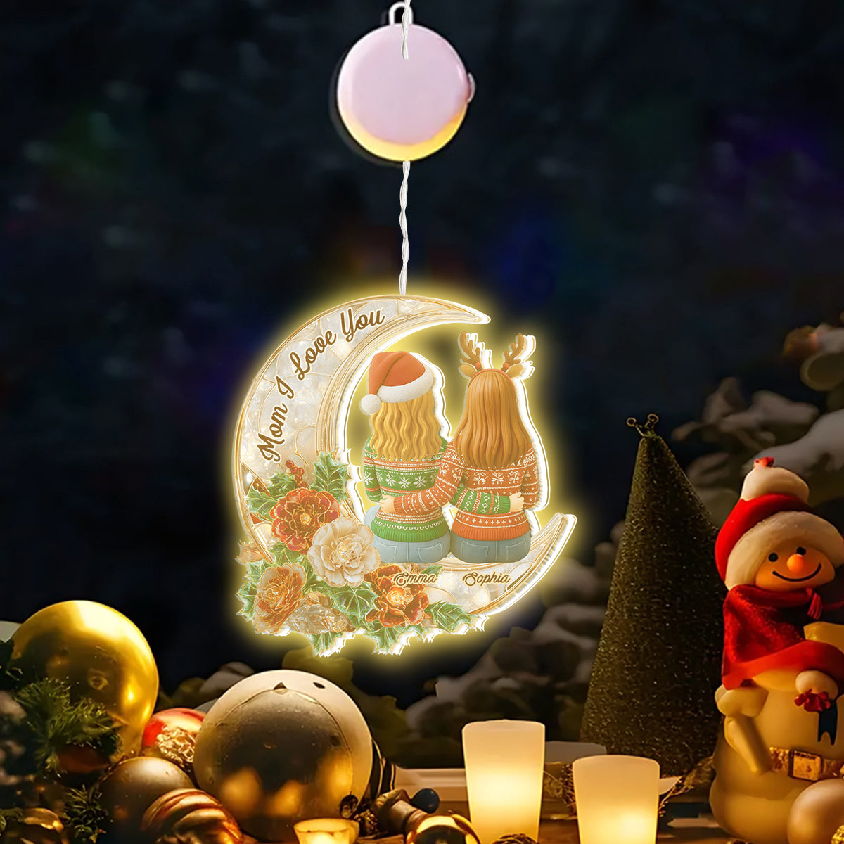 Nous t'aimons - Ornement lumineux LED personnalisé pour maman