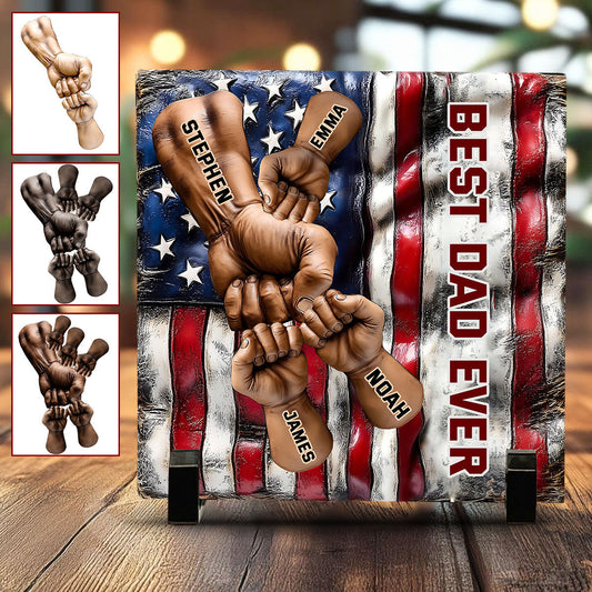 Meilleur papa du monde - Pierre carrée personnalisée pour papa