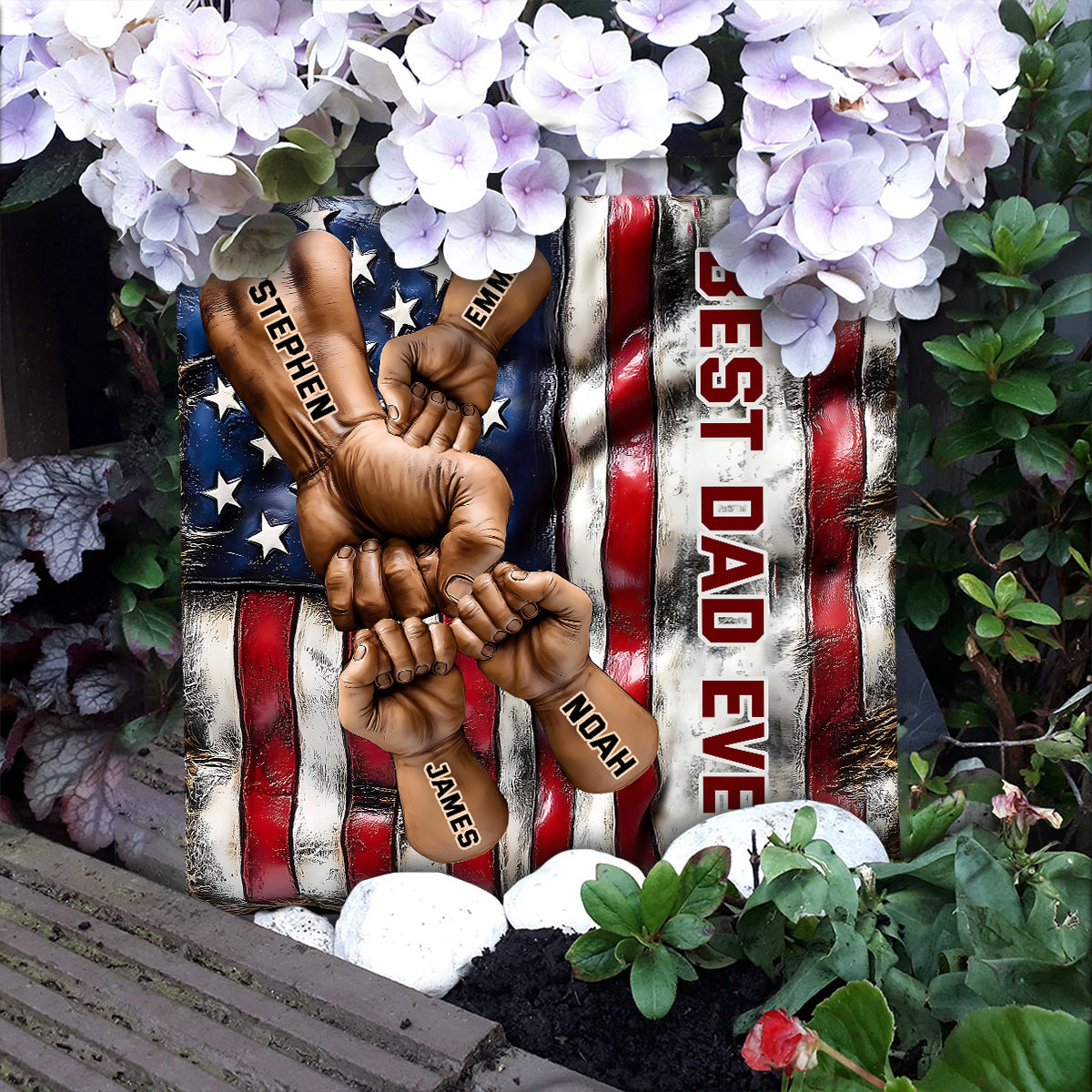 Best Dad Ever - Personalized Father Square Shaped Stone