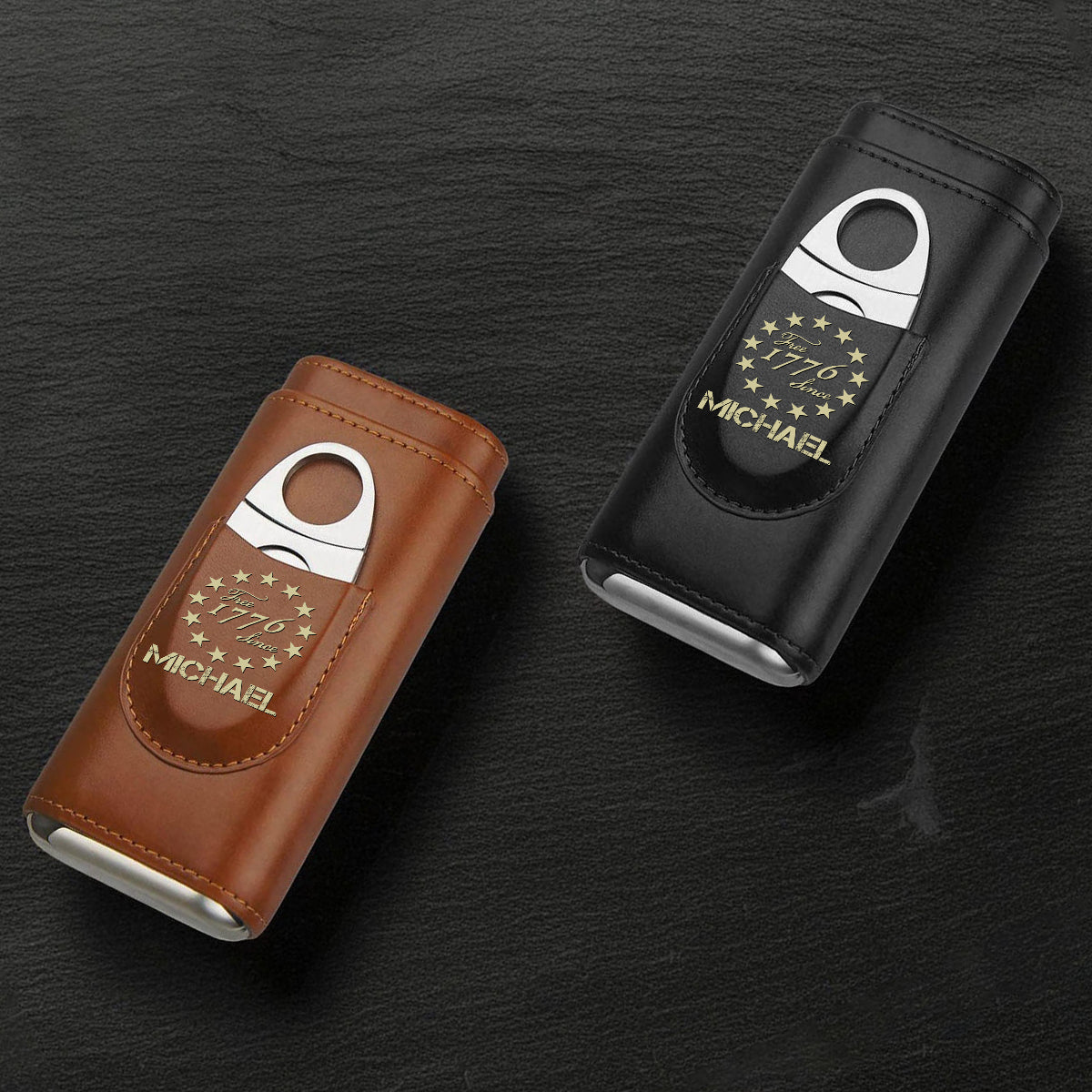 Nous le Peuple - Étui à cigares en cuir personnalisé pour la fête de l'Indépendance/le 4 juillet