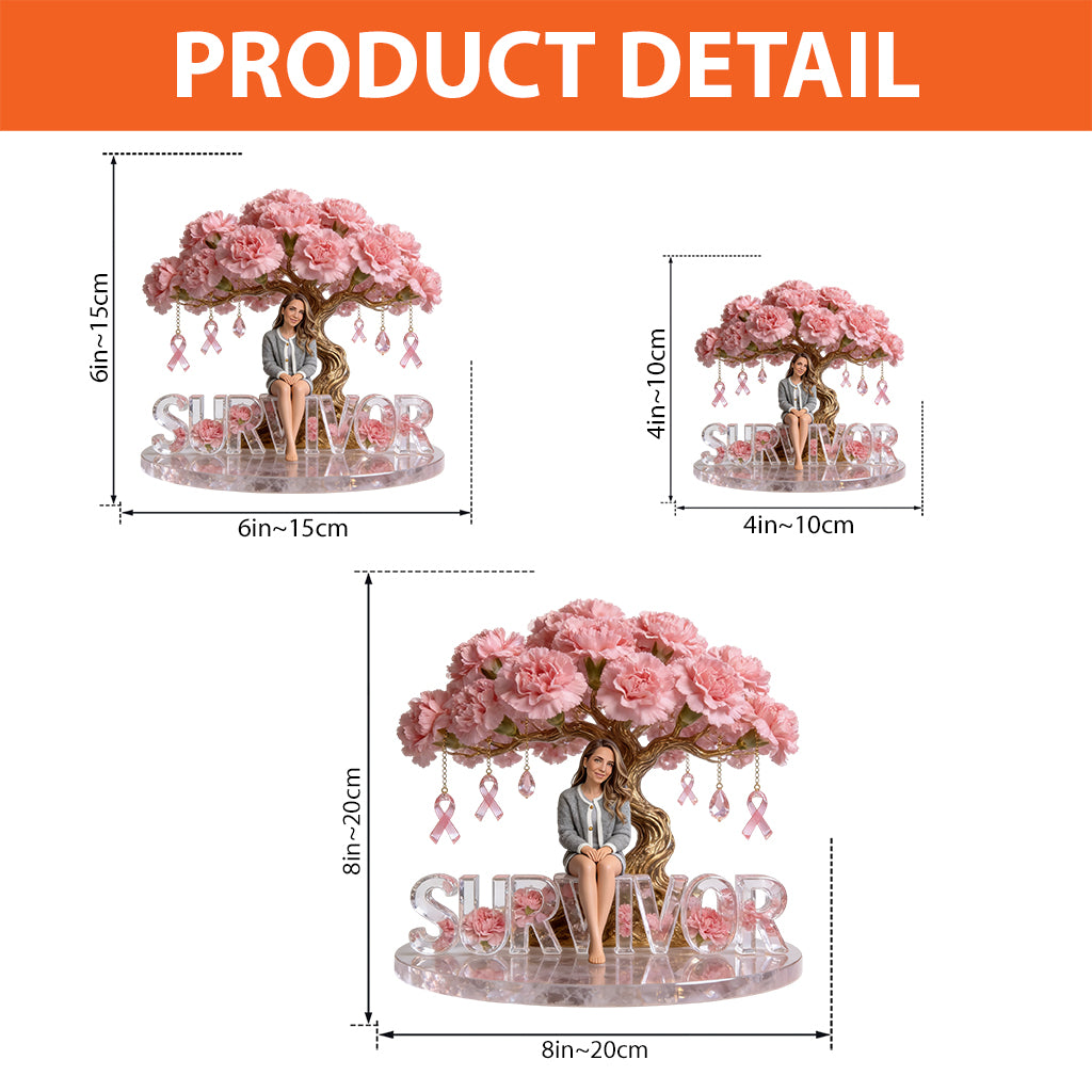 Custom Any Photo & Flower - Personalized Breast Cancer Awareness Custom Shaped Acrylic Plaque