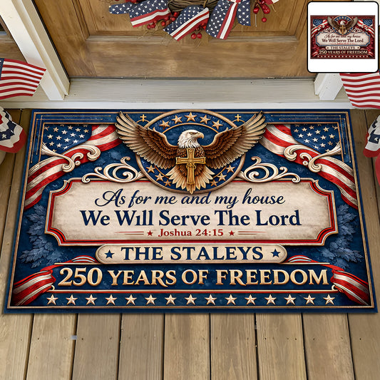 As For Me And My House We Will Serve The Lord - Personalized Doormat