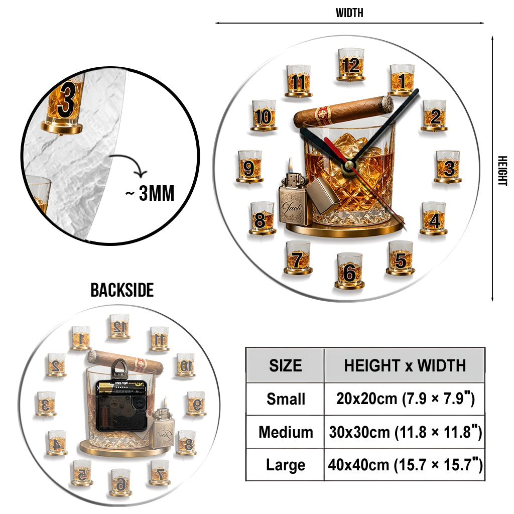 Temps pour Whisky & Cigare - Horloge Murale en Acrylique Personnalisée