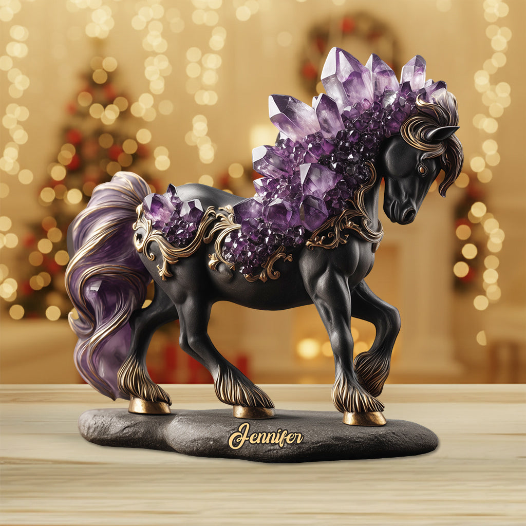 Améthyste/Quartz rose/Rubis/... Style Cheval - Plaque acrylique personnalisée en forme de cheval