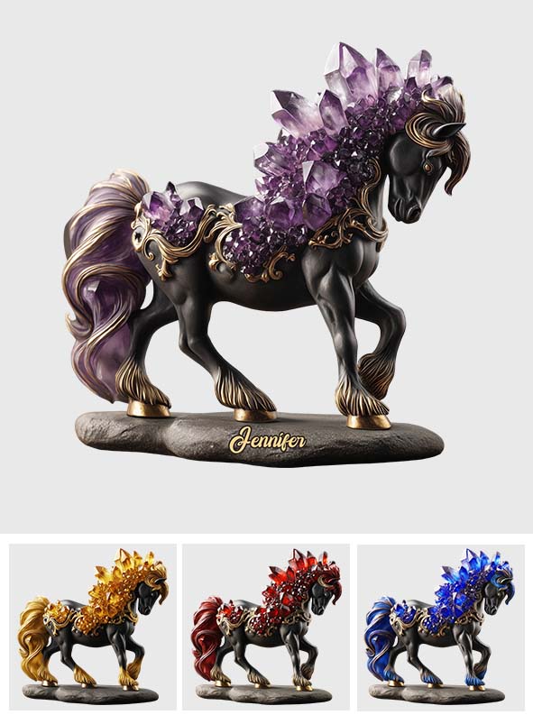 Améthyste/Quartz rose/Rubis/... Style Cheval - Plaque acrylique personnalisée en forme de cheval
