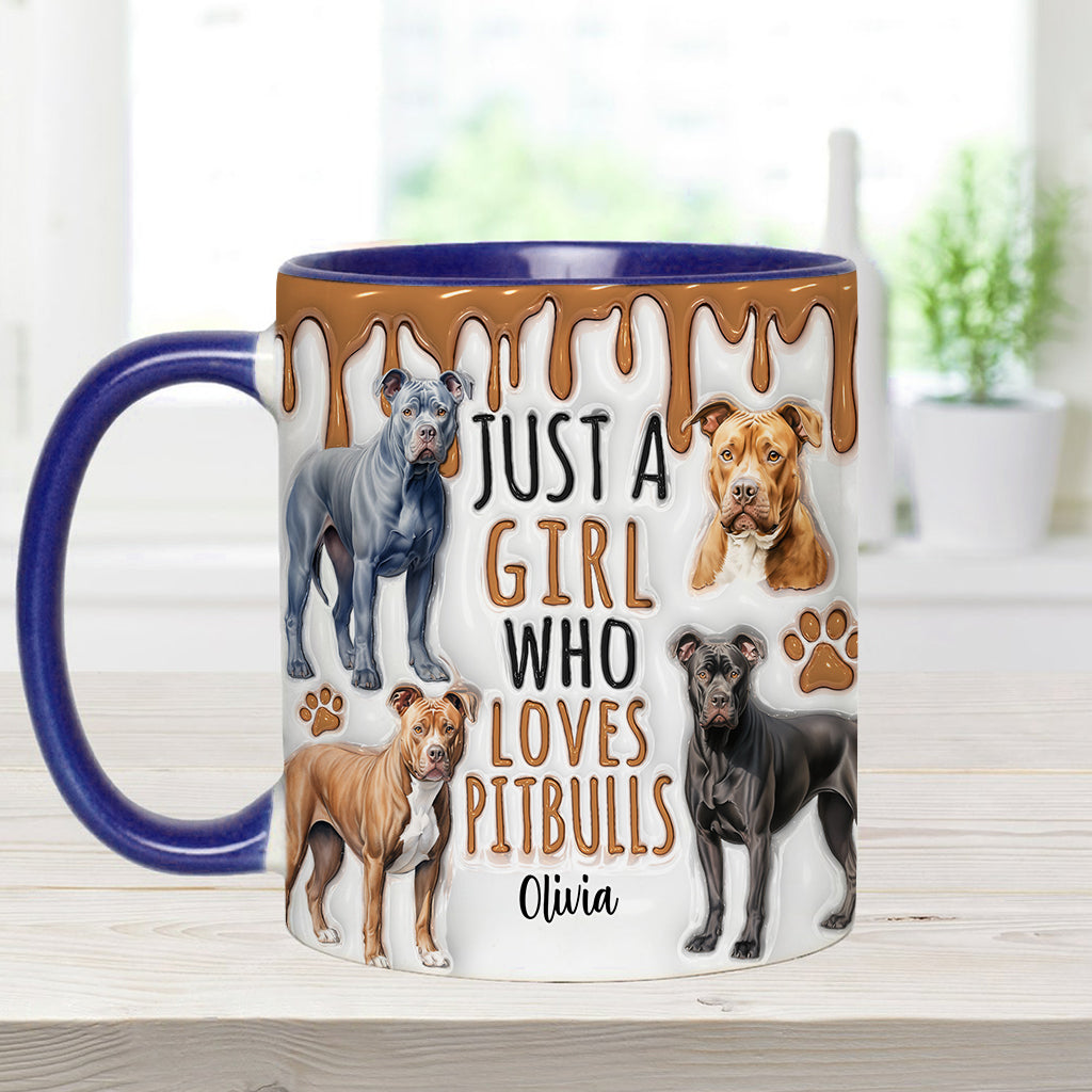 Just A Girl Who Loves Pitbulls - Personalized Pitbull Accent Mug