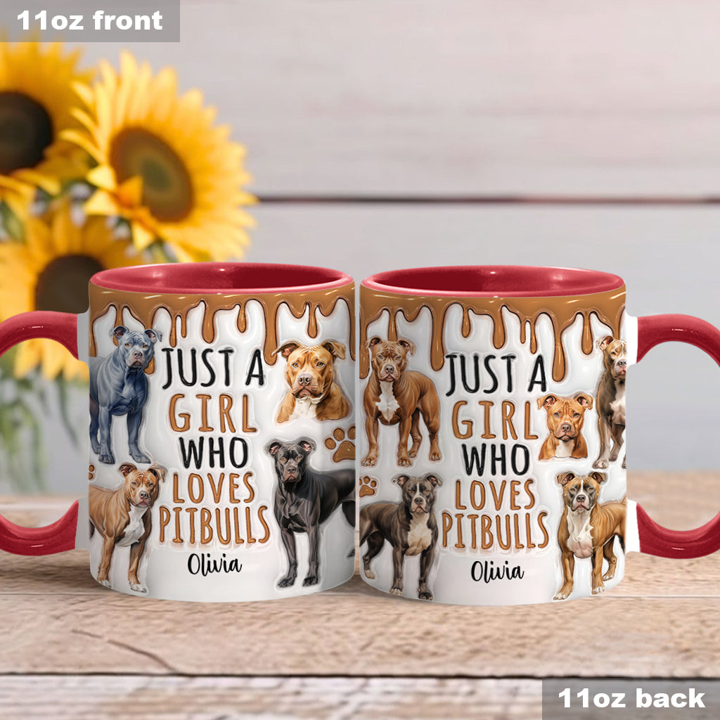 Just A Girl Who Loves Pitbulls - Personalized Pitbull Accent Mug
