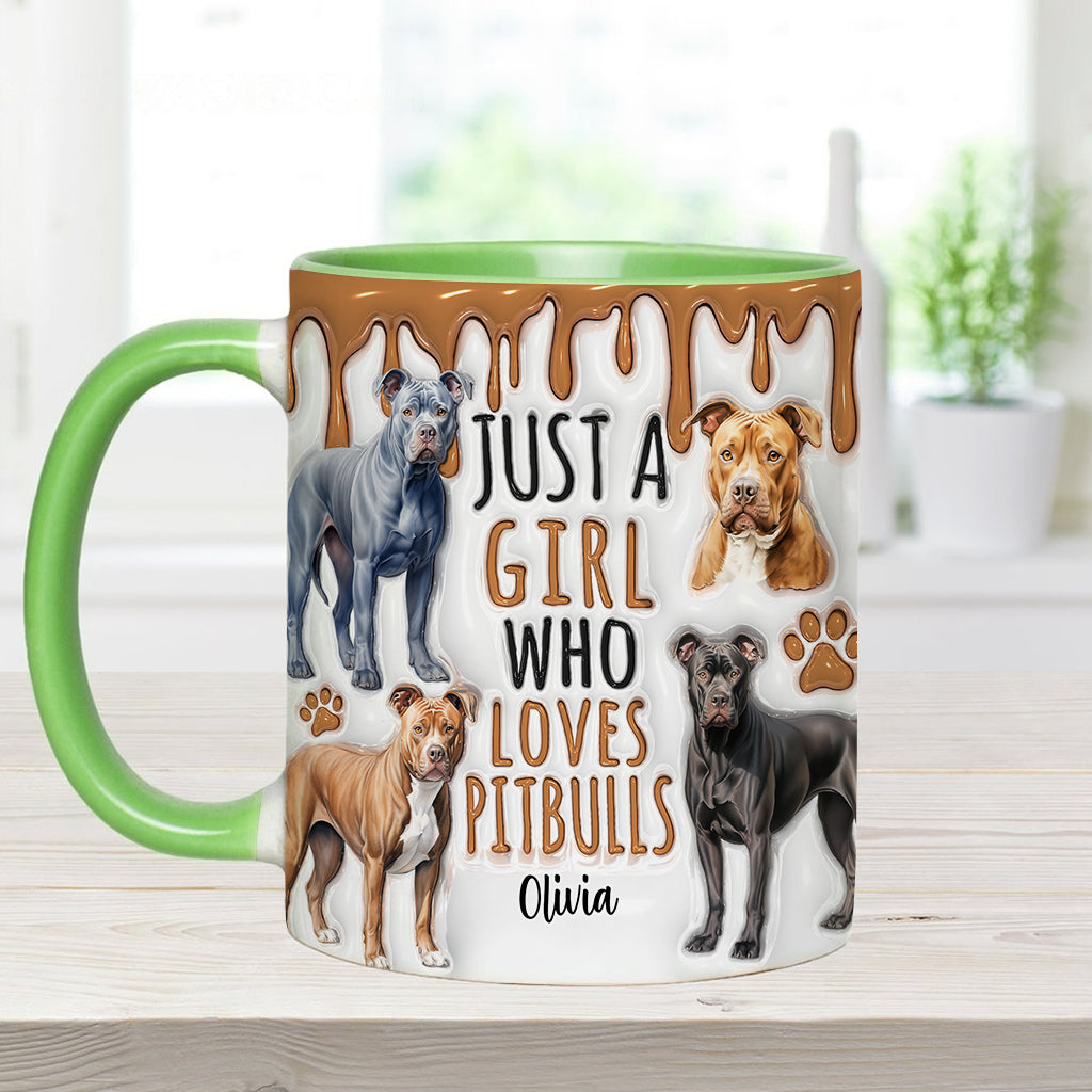 Just A Girl Who Loves Pitbulls - Personalized Pitbull Accent Mug