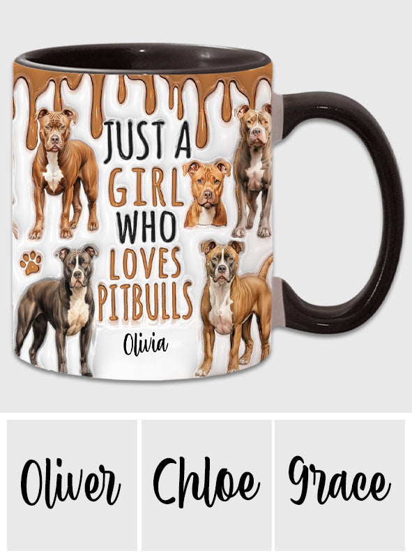 Just A Girl Who Loves Pitbulls - Personalized Pitbull Accent Mug