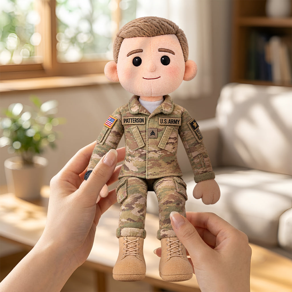 Custom Any Photo - Personalized Veteran Posable Plush Doll