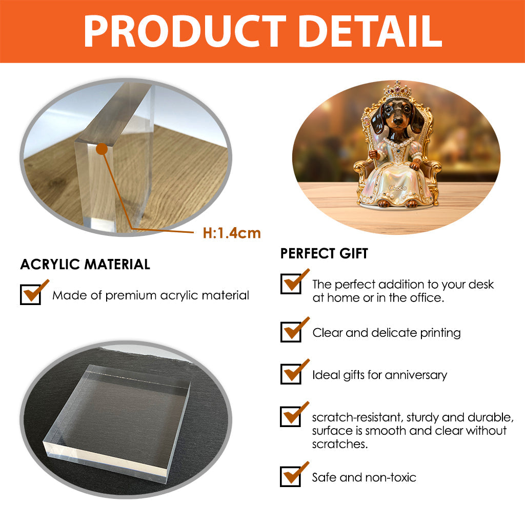 Royal Dog - Plaque acrylique personnalisée en forme de chien