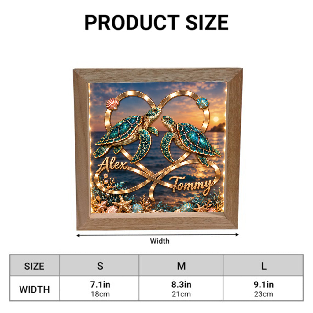Love You Infinite - Personalized Turtle Wooden Frame LED Light