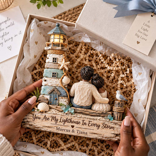 Vous êtes mon phare dans chaque tempête - Plaque en bois personnalisée pour couple