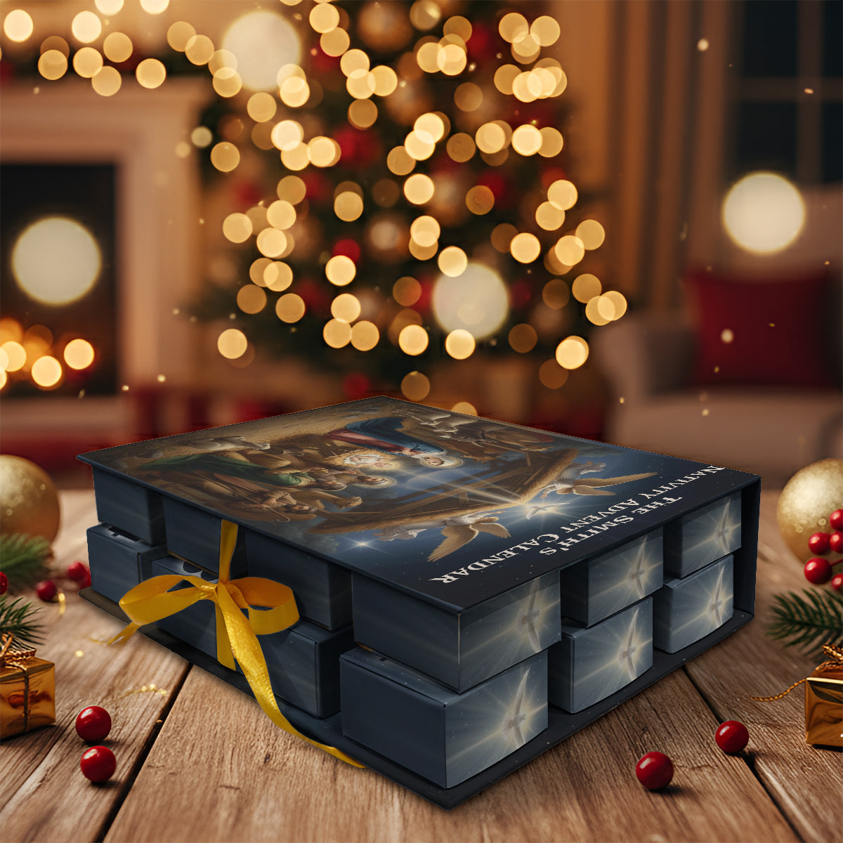 Calendrier de l'Avent de la Nativité - Calendrier de l'Avent chrétien pliable et personnalisé avec décorations