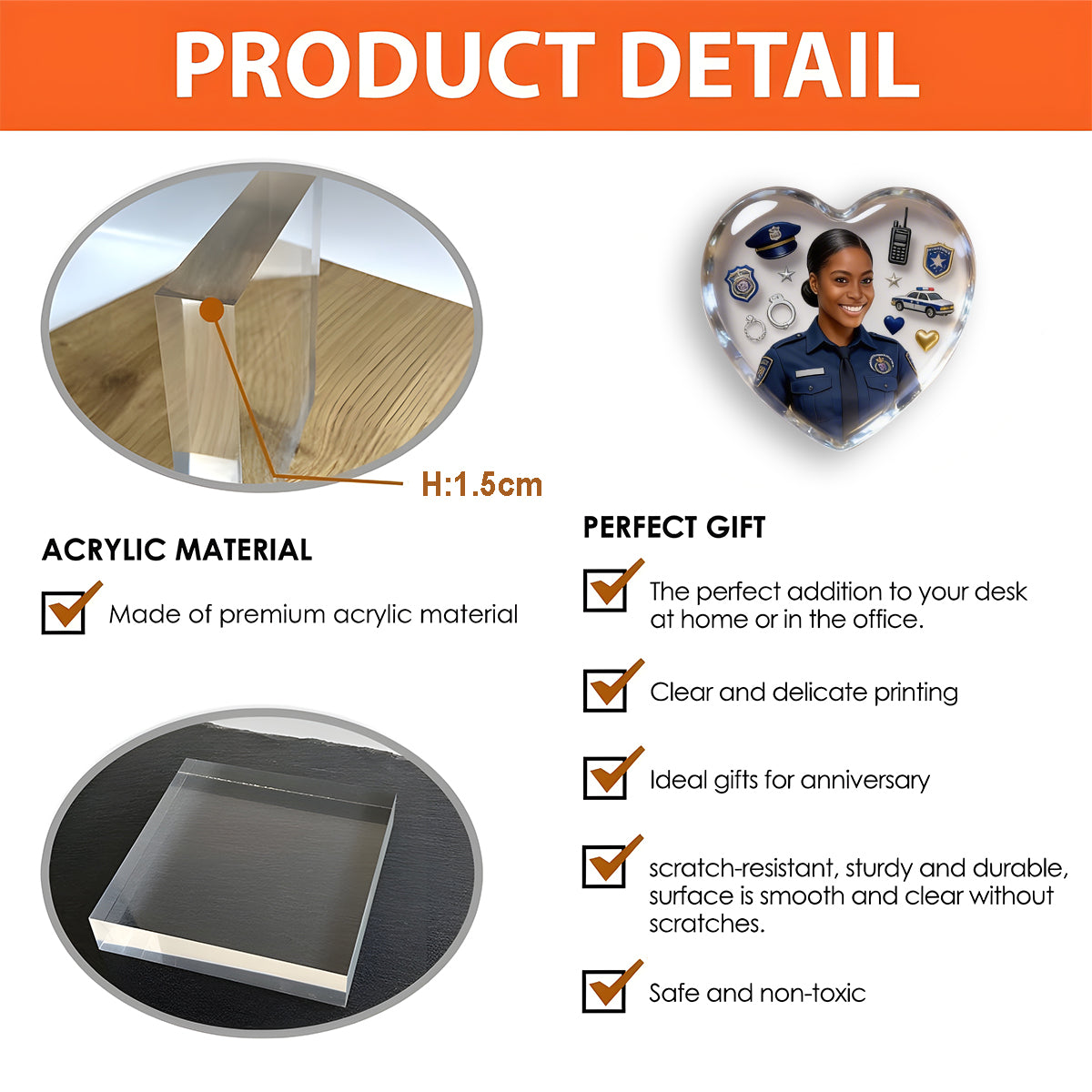 Gift For Police Officers, Custom From Any Photo - Personalized Police Officer Pocket Hug Card