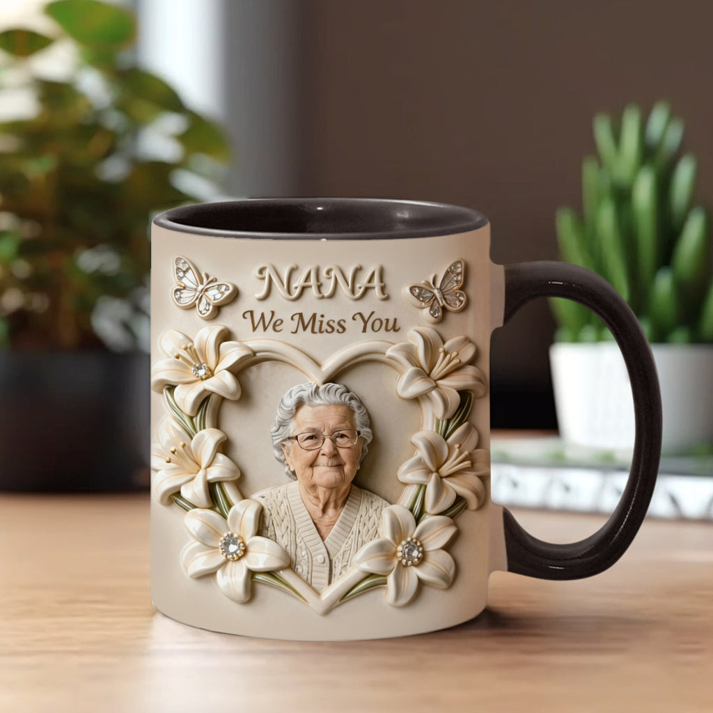 Mug personnalisé avec photo, fleur de naissance, composition florale, cadeau pour elle/maman/grand-mère... - Mug personnalisé pour grand-mère