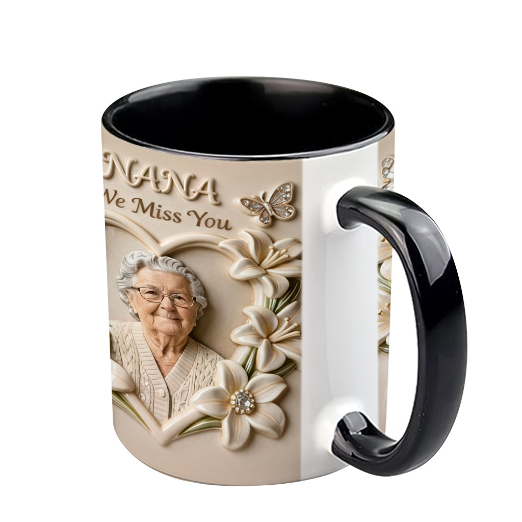Mug personnalisé avec photo, fleur de naissance, composition florale, cadeau pour elle/maman/grand-mère... - Mug personnalisé pour grand-mère