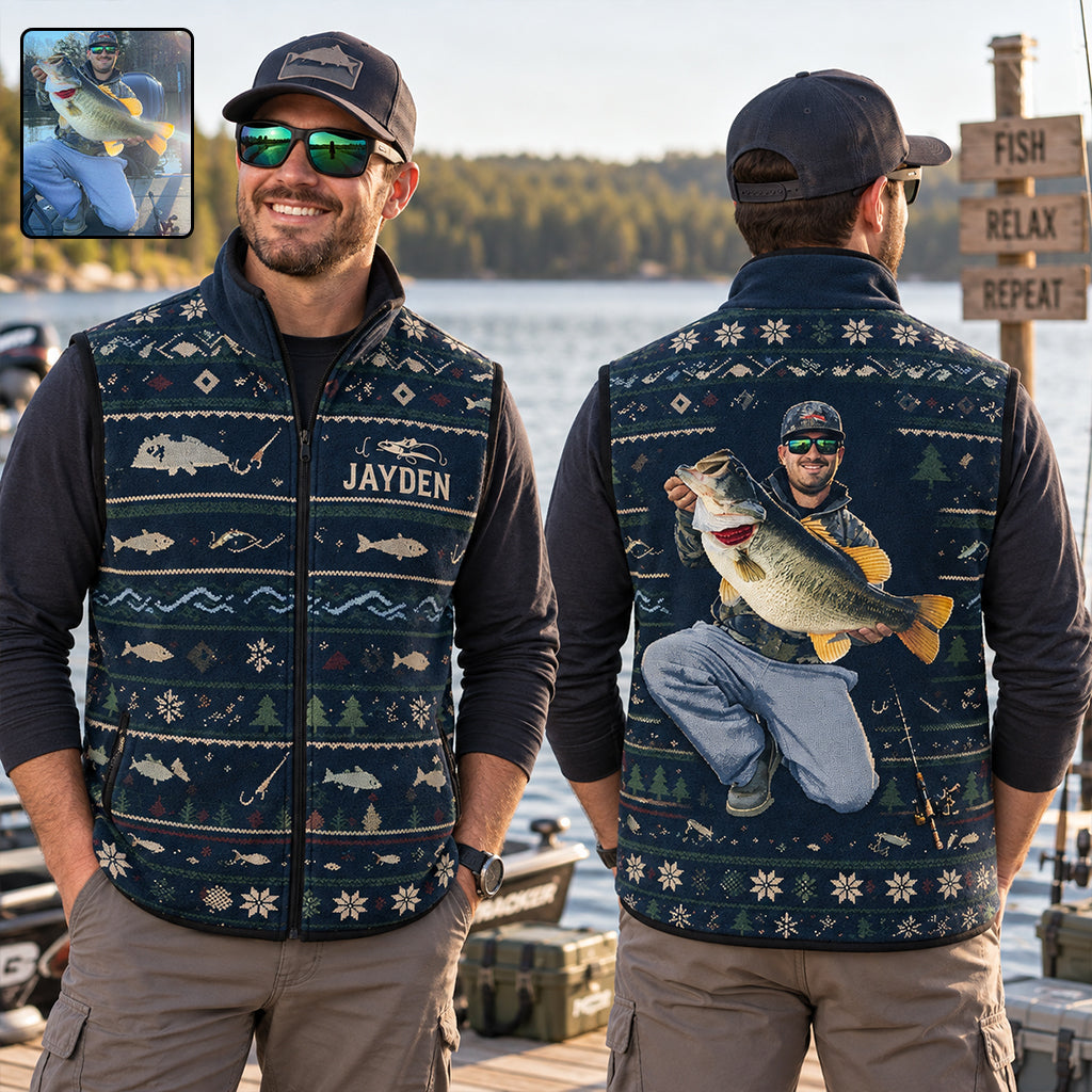 Gone Fishing - Personalized Fishing Flannel Fleece Vest