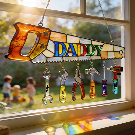 Meilleur Papa - Attrape-Soleil Personnalisé à Suspendre avec Charms Personnalisés