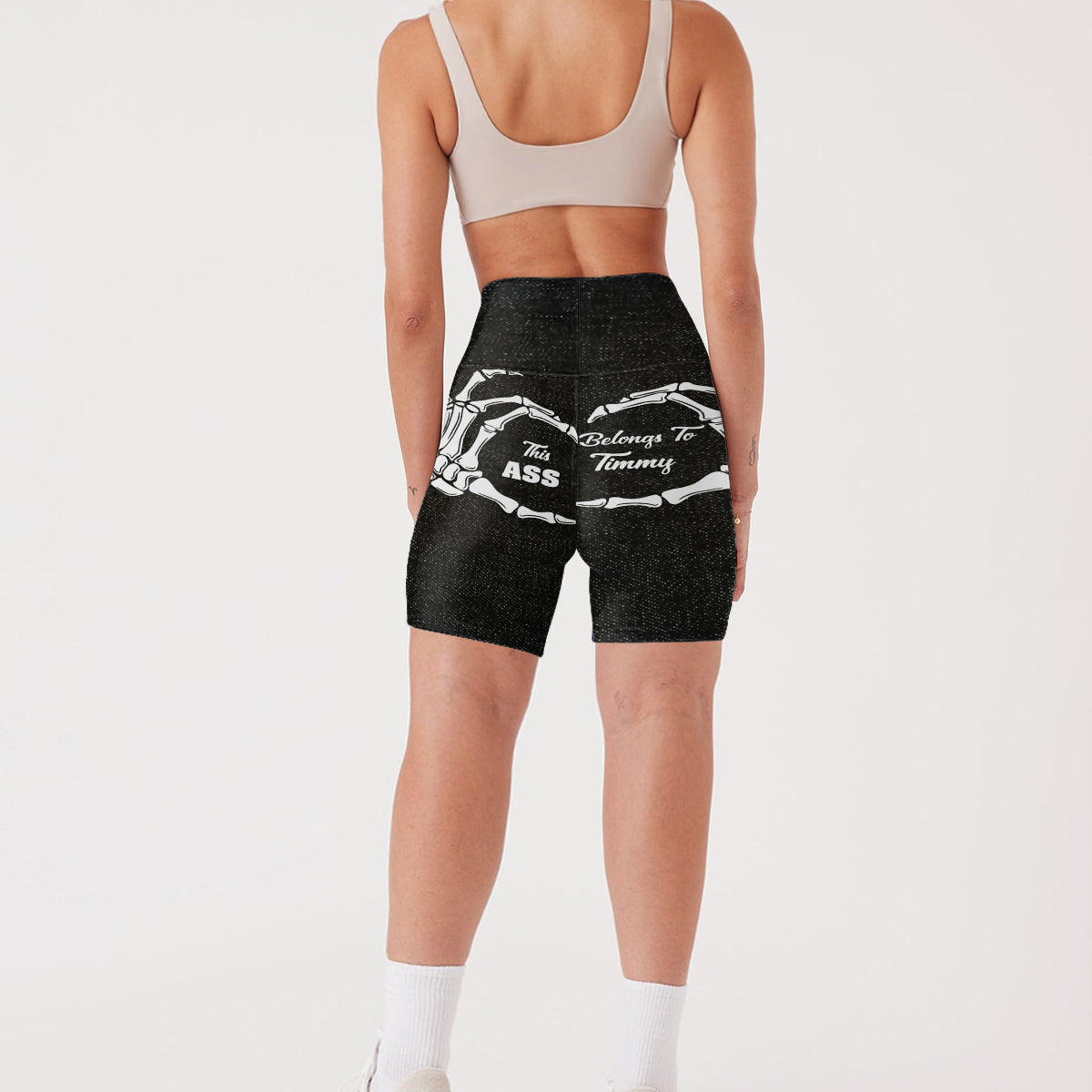 Cadeau amusant pour elle - Short cycliste taille haute personnalisé pour couple
