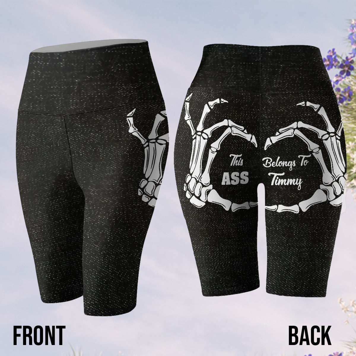 Cadeau amusant pour elle - Short cycliste taille haute personnalisé pour couple