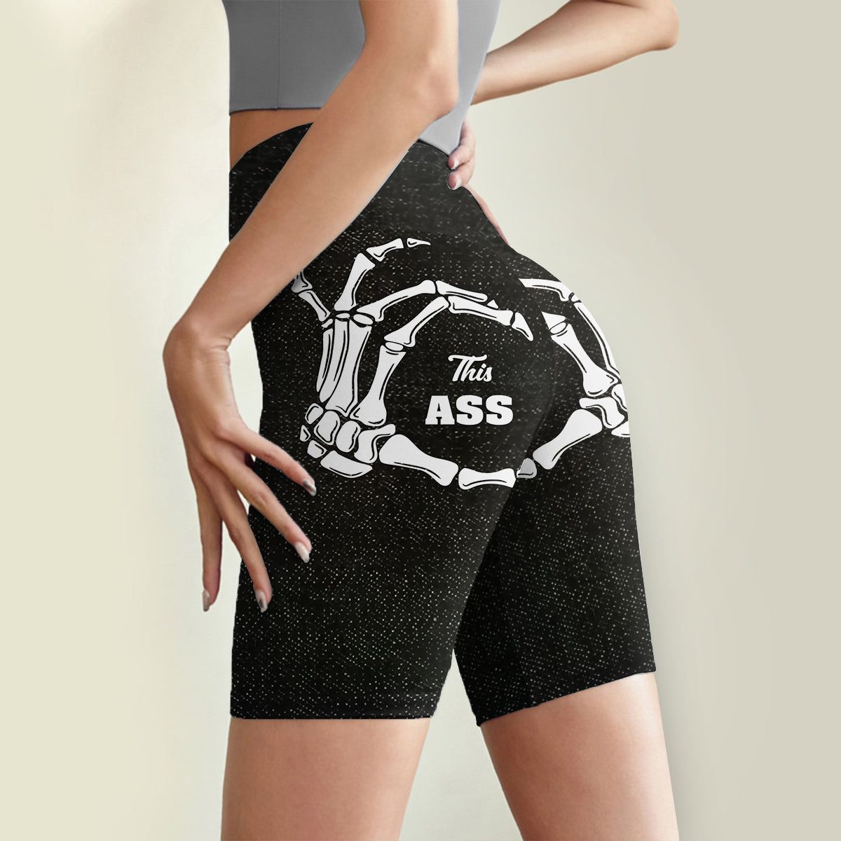 Cadeau amusant pour elle - Short cycliste taille haute personnalisé pour couple