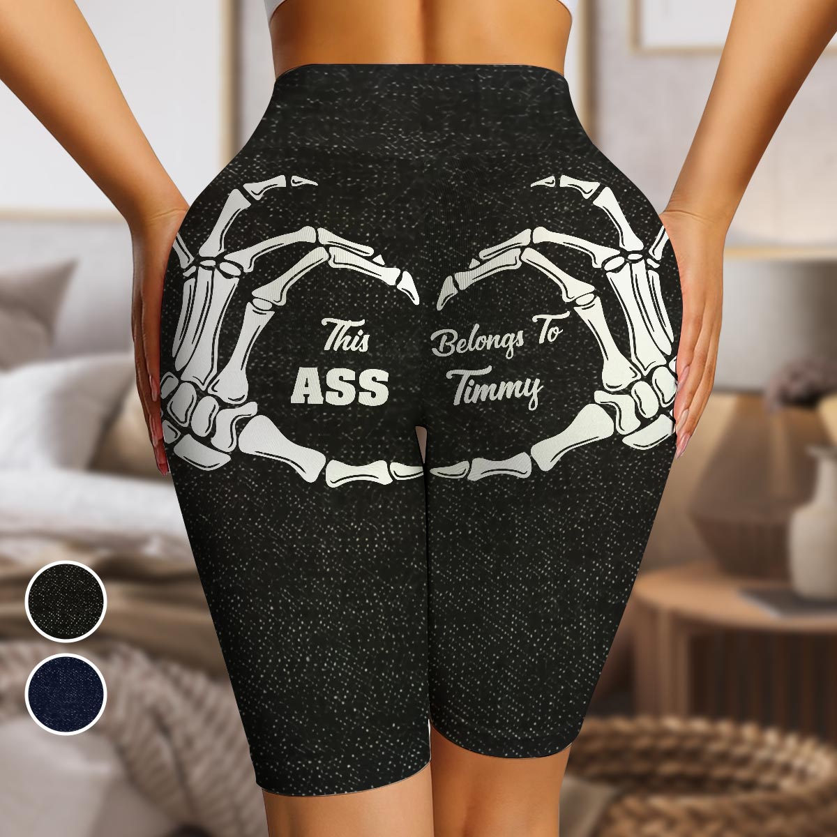 Cadeau amusant pour elle - Short cycliste taille haute personnalisé pour couple