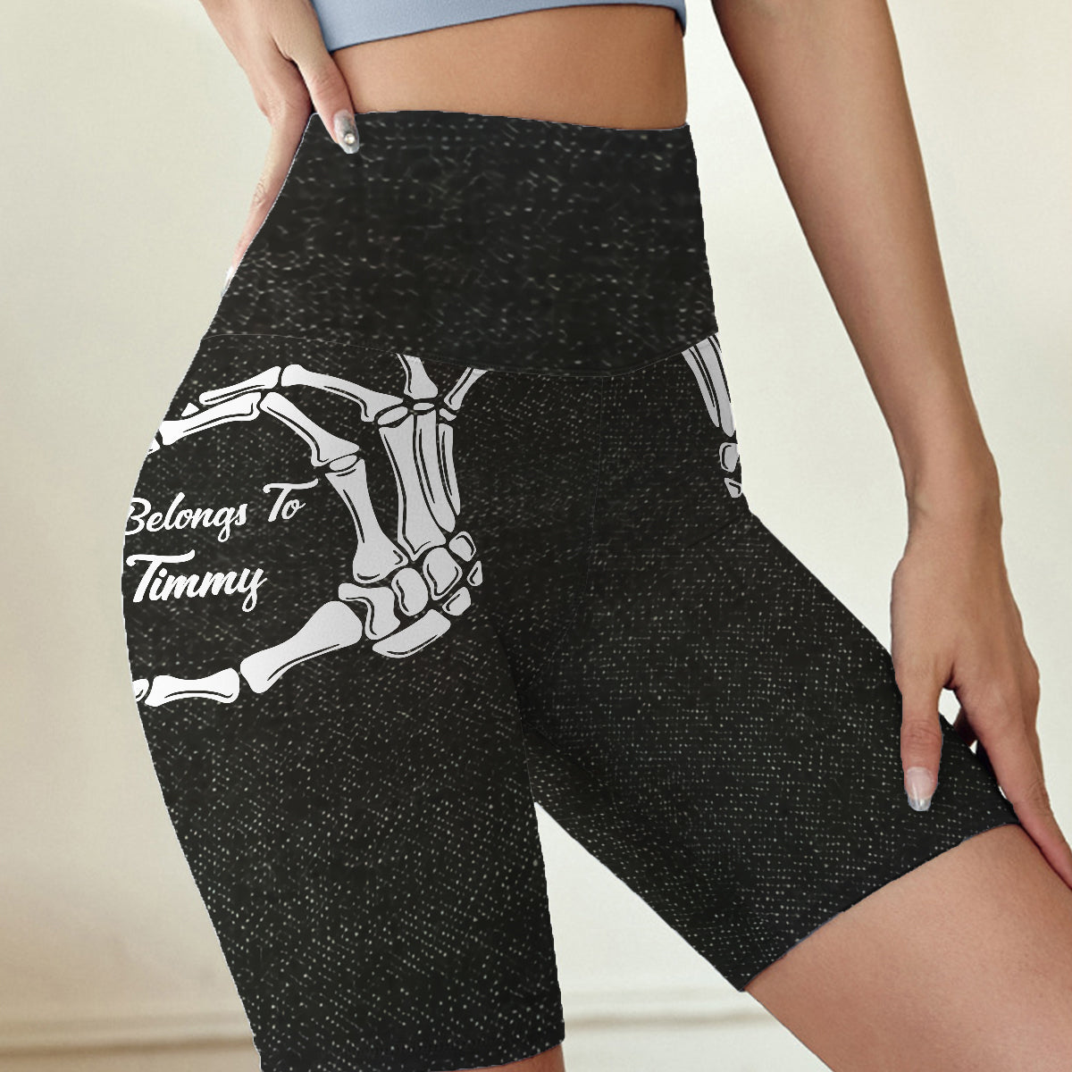 Cadeau amusant pour elle - Short cycliste taille haute personnalisé pour couple