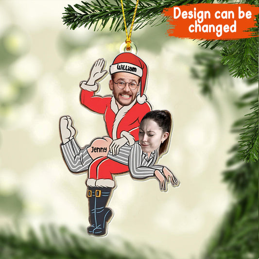 Naughty Santa & Partner - Personalized Couple Custom Shaped Ornament