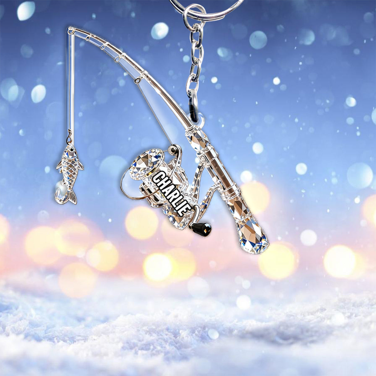 Canne à pêche - Porte-clés de pêche personnalisé