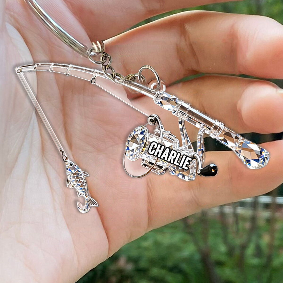 Canne à pêche - Porte-clés de pêche personnalisé