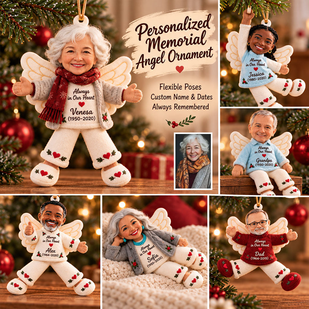 Memorial Gift, Christmas Gift - Personalized Memorial Poseable Doll Ornament