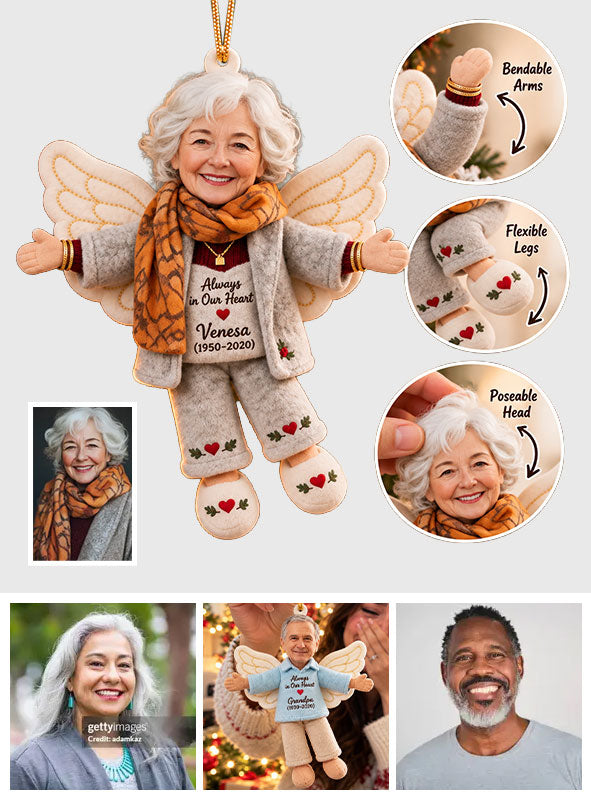 Memorial Gift, Christmas Gift - Personalized Memorial Poseable Doll Ornament
