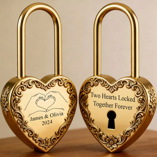 Deux cœurs unis pour toujours - Cadenas en forme de cœur personnalisé pour couple