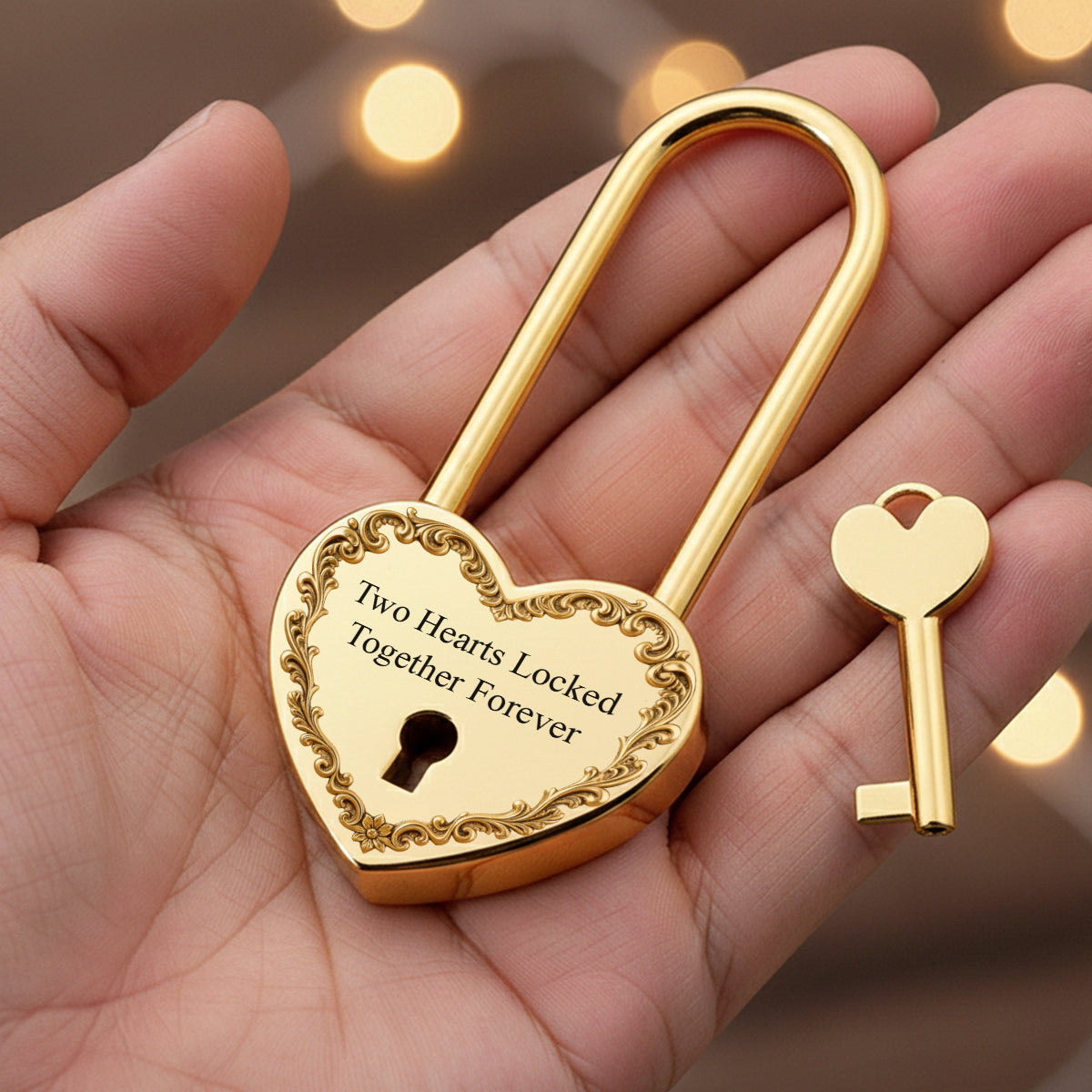 Deux cœurs unis pour toujours - Cadenas en forme de cœur personnalisé pour couple