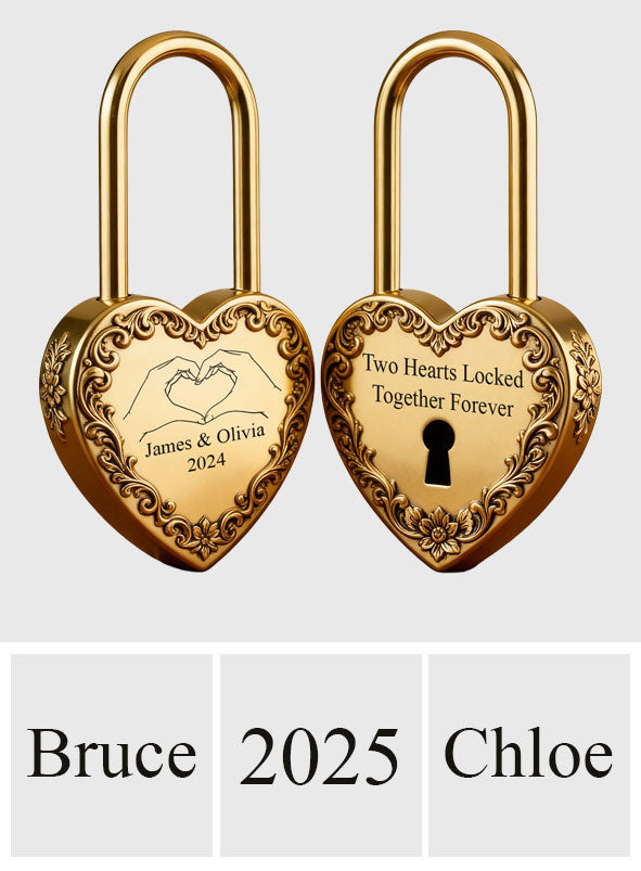 Deux cœurs unis pour toujours - Cadenas en forme de cœur personnalisé pour couple