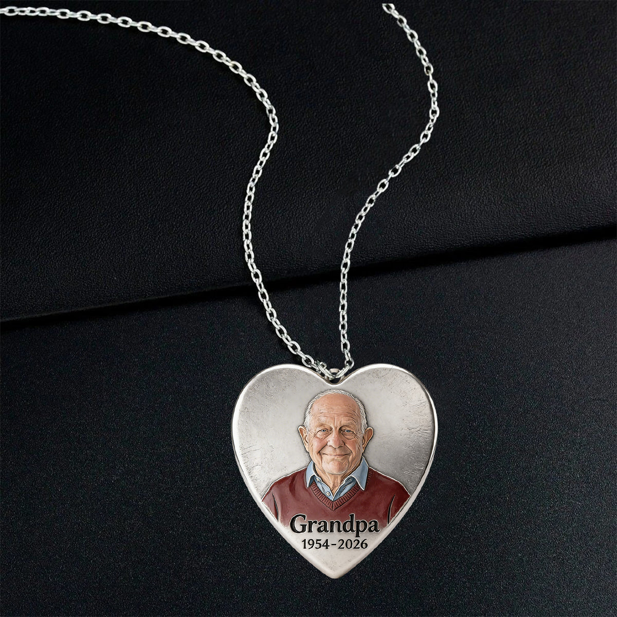 Always In My Heart - Personalized Memorial Shaped Metal Pendant Necklace