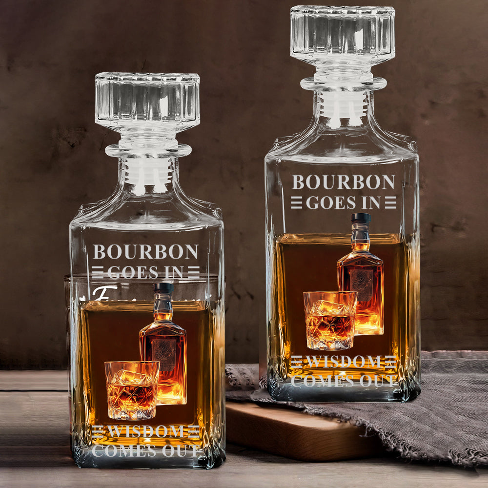 Le bourbon entre, la sagesse en sort - Coffret carafe à whisky personnalisée