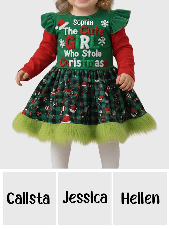 Robe de Noël mignonne pour fille - Robe personnalisée à manches à volants pour enfant
