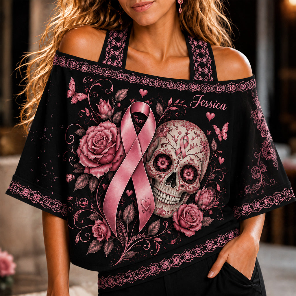 Breast Cancer Awareness - Personalized Breast Cancer Awareness Off-Shoulder Top Set
