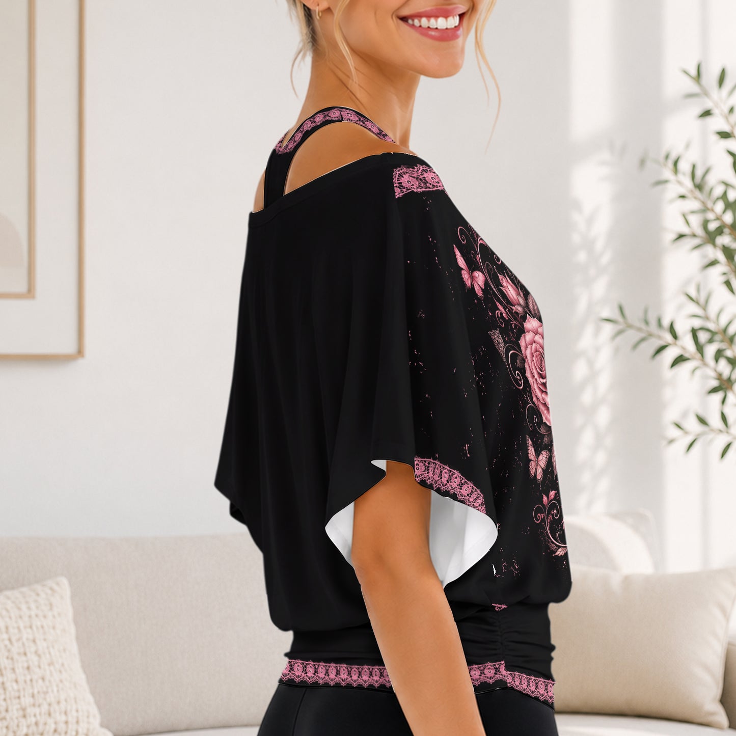 Breast Cancer Awareness - Personalized Breast Cancer Awareness Off-Shoulder Top Set